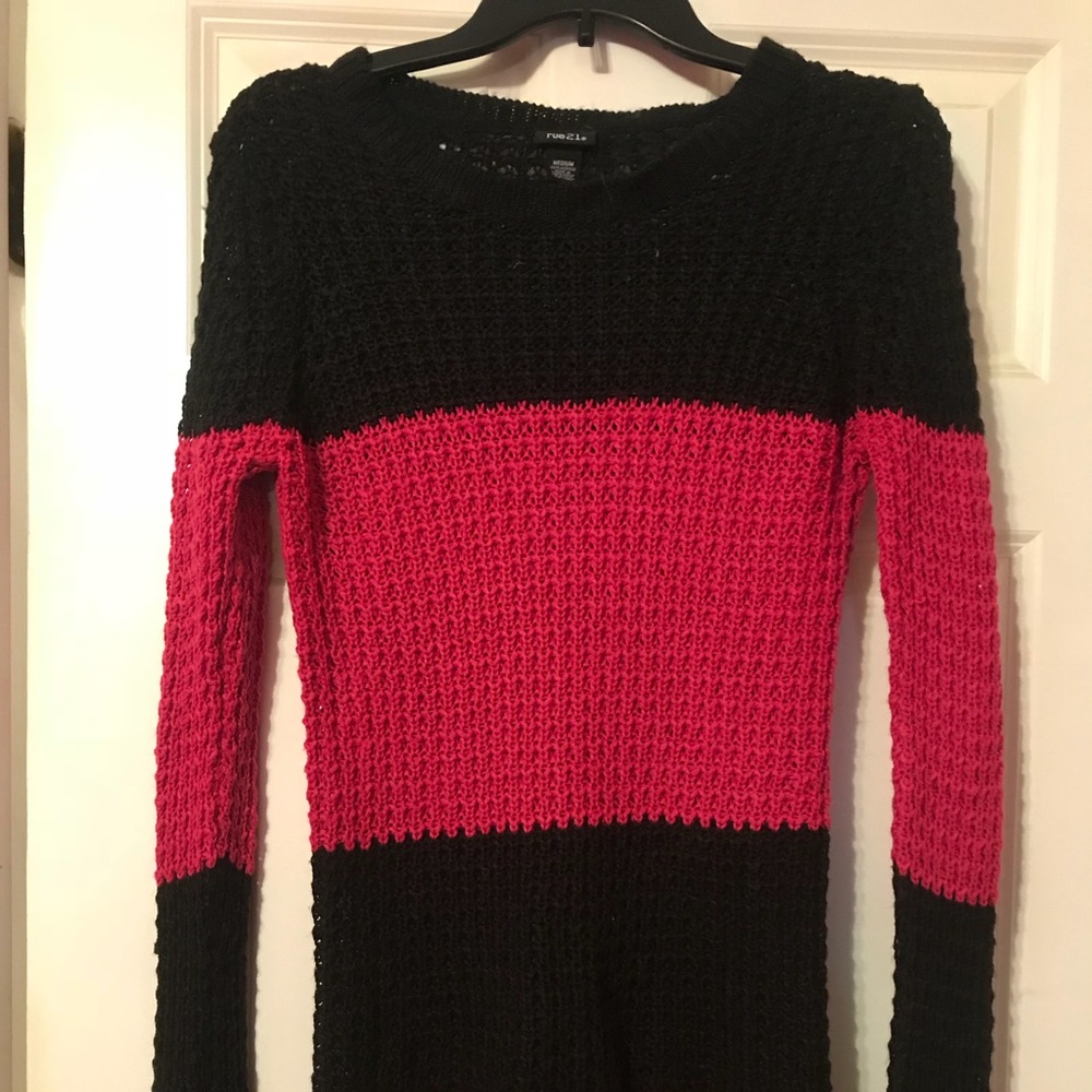 Black & Hot Pink Long Sweater